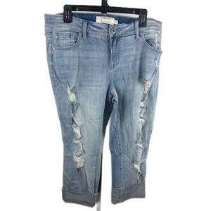 New Torrid Denim Capri Jeans Clear Day Wash Super Destroyed Distressed Size 16